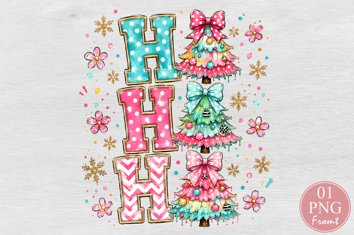 Ho Ho Ho Christmas Tree PNG Sublimation Design