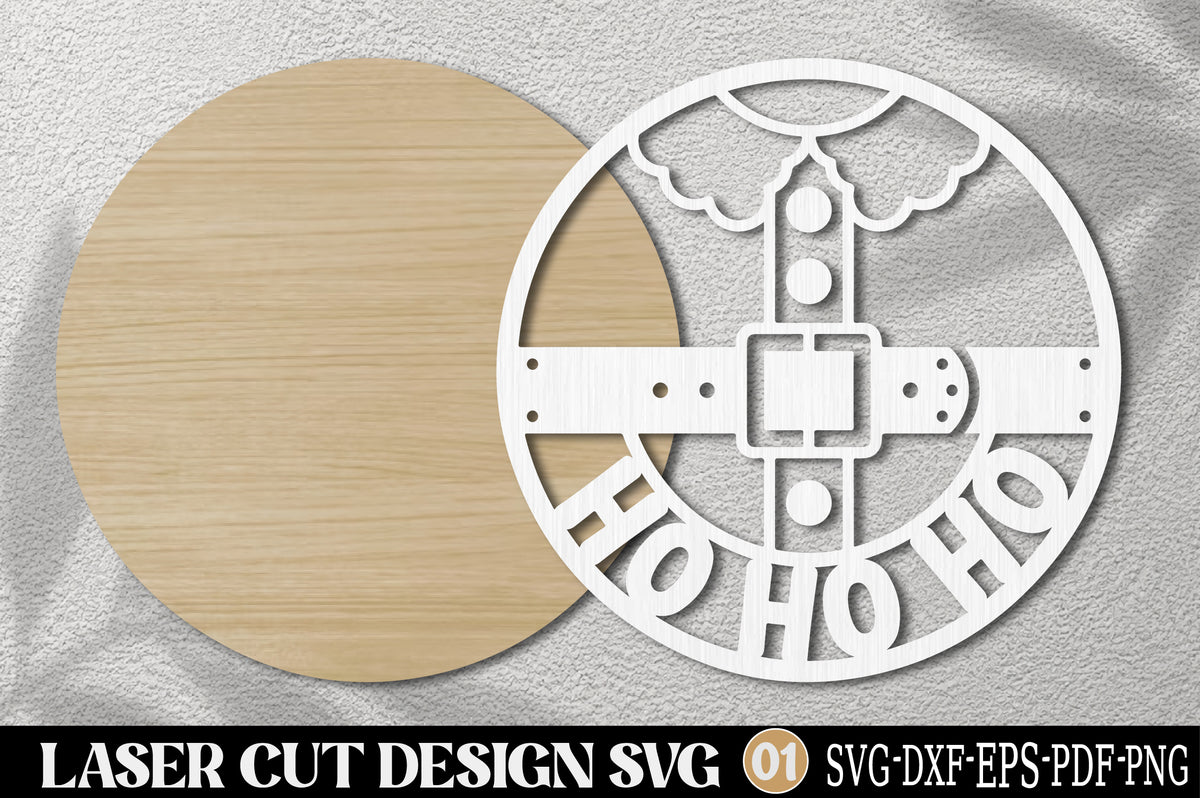 Ho Ho Ho Christmas Wall Decor SVG | Santa Belt Laser Cut Design
