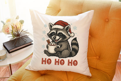 Ho Ho Ho Christmas Raccoon Watercolor PNG