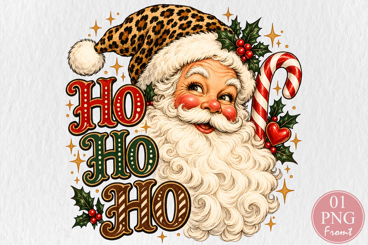 Ho Ho Ho Retro Santa Christmas PNG