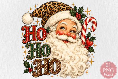 Ho Ho Ho Retro Santa Christmas PNG