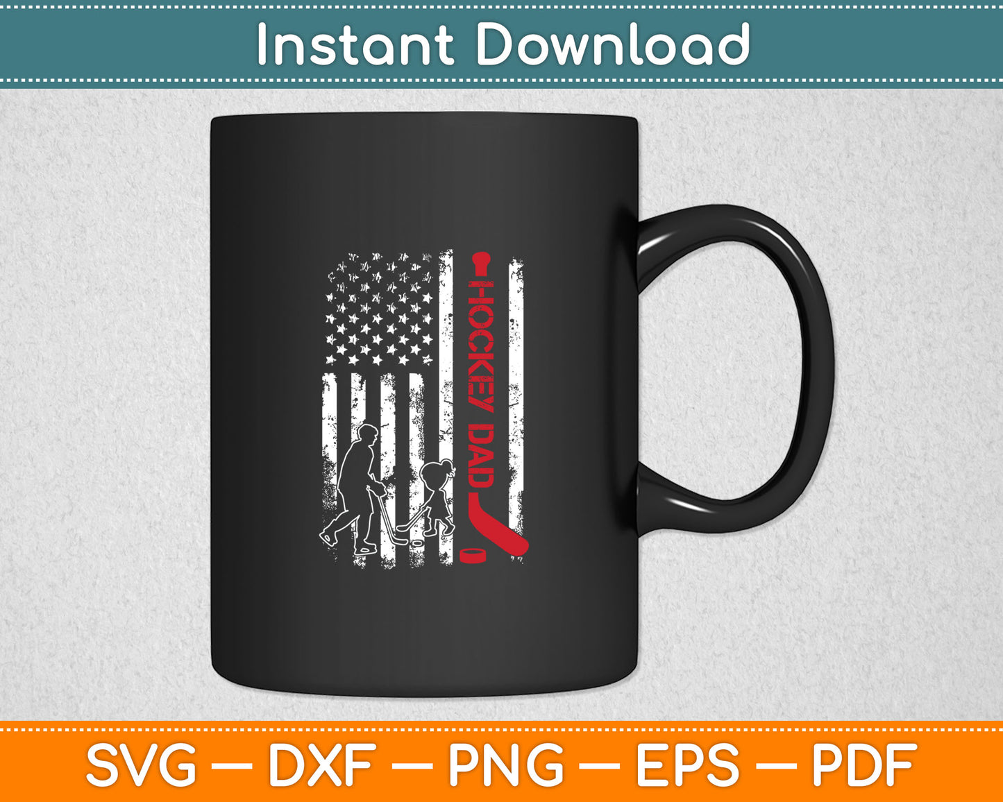 Hockey Dad Gift Hockey American Flag Svg Digital Cutting File