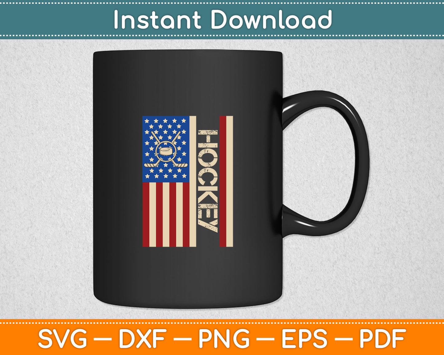 Hockey USA American Flag Hockey Player Ice Hockey Dad Svg Digital Cutting File