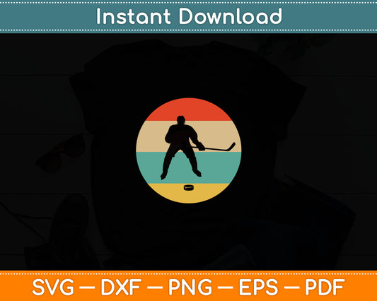 Hockey Vintage Retro Hockey Player Svg Digital Cutting File