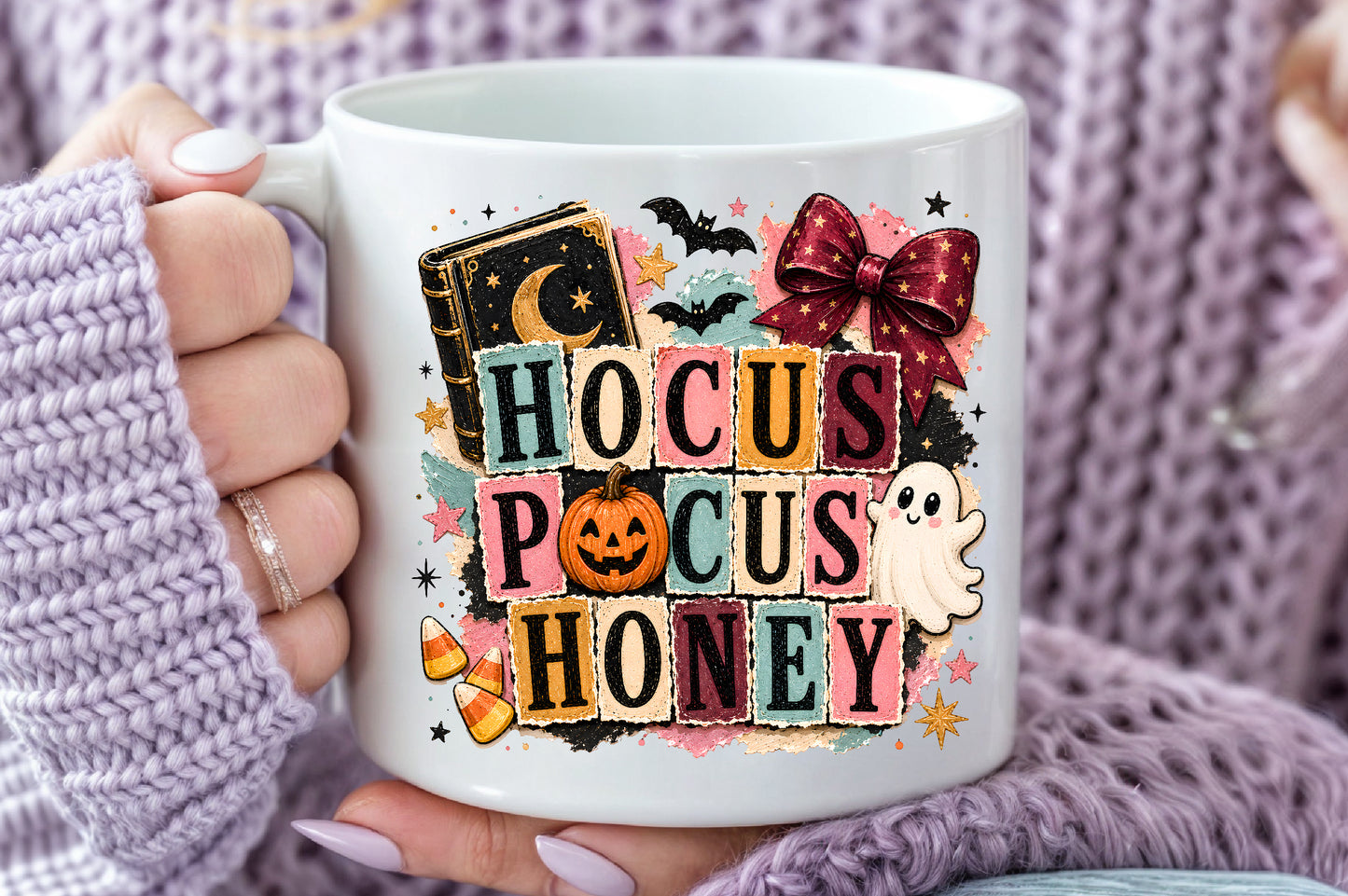 Hocus Pocus Honey Halloween PNG Cute Ghost Pumpkin Sublimation Design