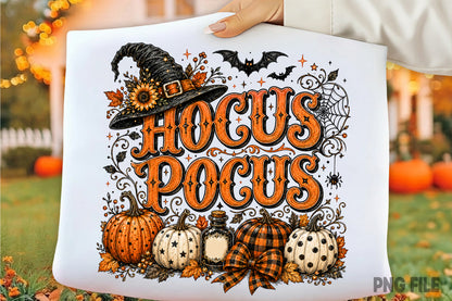 Hocus Pocus Halloween PNG | Vintage Witch Pumpkin Fall Sublimation Design | Spooky Autumn Halloween PNG