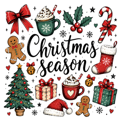 Christmas Season Holiday Elements PNG  Christmas Sublimation Design