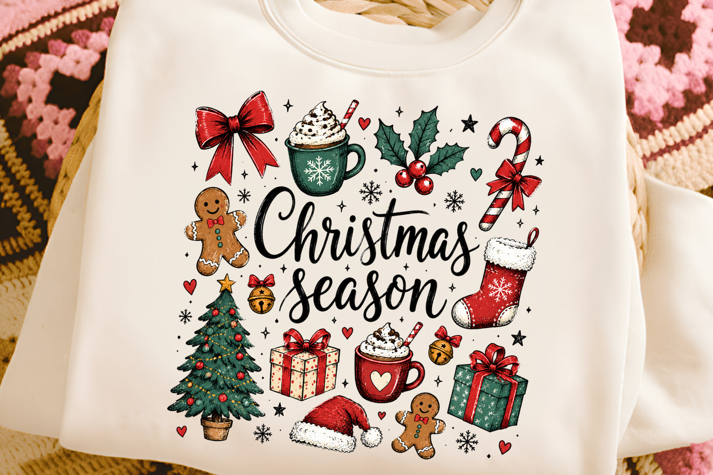 Christmas Season Holiday Elements PNG  Christmas Sublimation Design