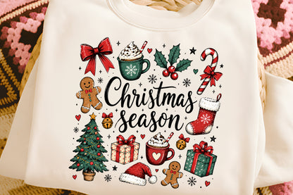 Christmas Season Holiday Elements PNG  Christmas Sublimation Design