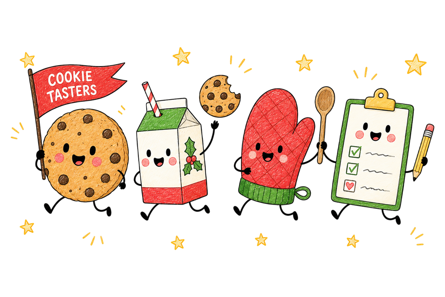 Christmas Cookie Tasters PNG, Cute Holiday Baking Sublimation Design