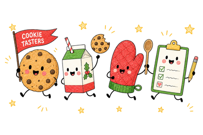 Christmas Cookie Tasters PNG, Cute Holiday Baking Sublimation Design