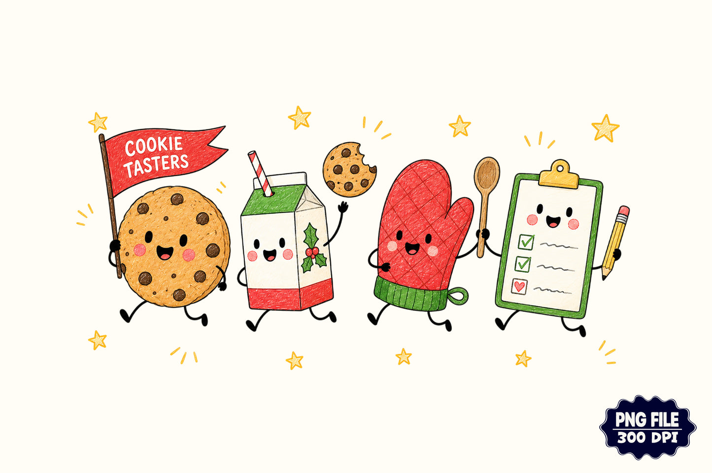 Christmas Cookie Tasters PNG, Cute Holiday Baking Sublimation Design