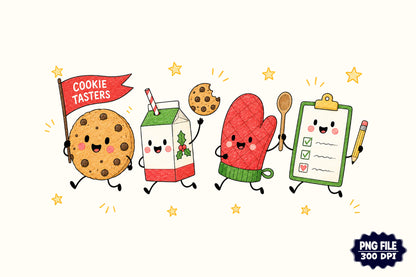Christmas Cookie Tasters PNG, Cute Holiday Baking Sublimation Design