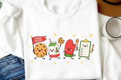 Christmas Cookie Tasters PNG, Cute Holiday Baking Sublimation Design
