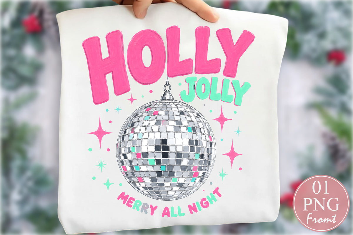 Holly Jolly Christmas Disco Ball PNG