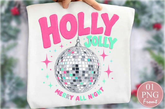 Holly Jolly Christmas Disco Ball PNG