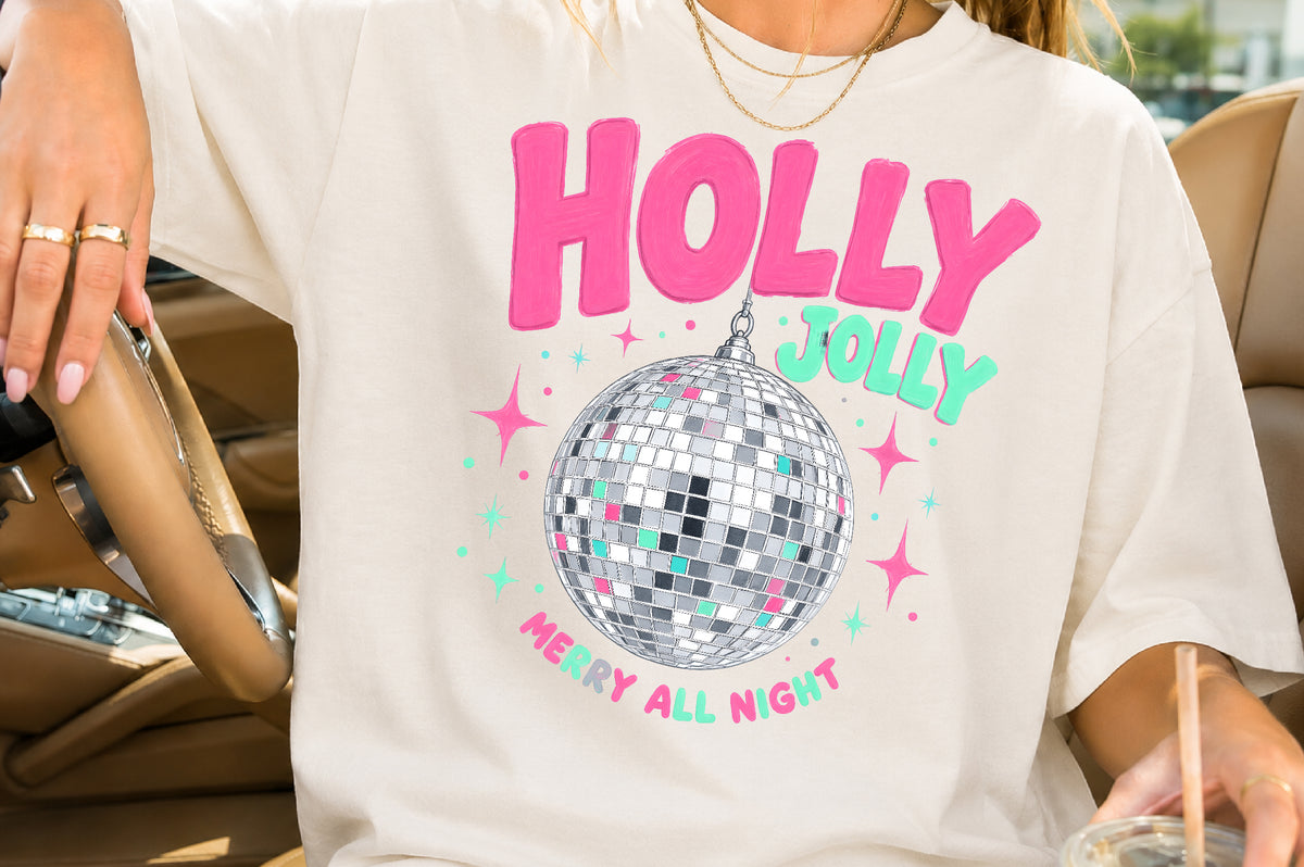 Holly Jolly Christmas Disco Ball PNG