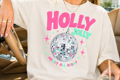 Holly Jolly Christmas Disco Ball PNG