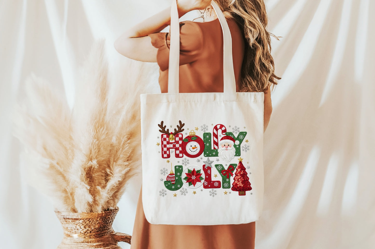 Holly Jolly Christmas Santa Snowman PNG Sublimation