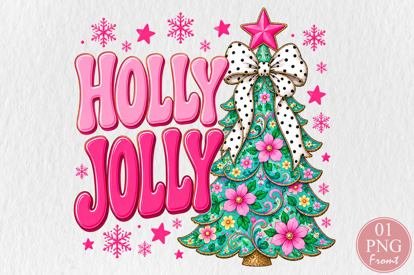Holly Jolly Pink Christmas Tree PNG