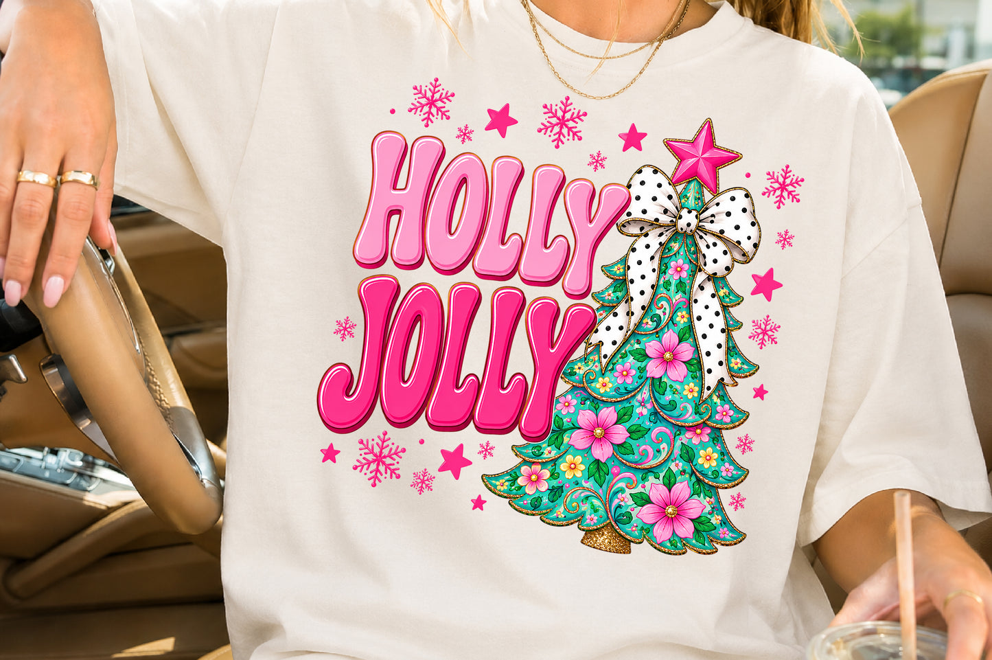 Holly Jolly Pink Christmas Tree PNG