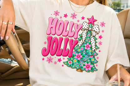 Holly Jolly Pink Christmas Tree PNG