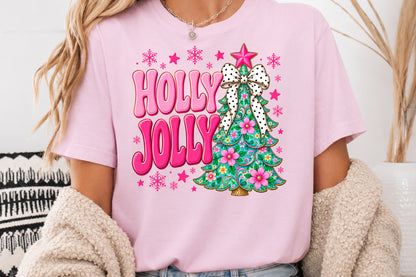 Holly Jolly Pink Christmas Tree PNG