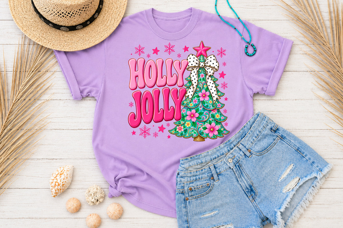Holly Jolly Pink Christmas Tree PNG