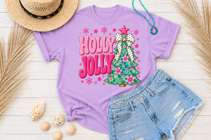 Holly Jolly Pink Christmas Tree PNG