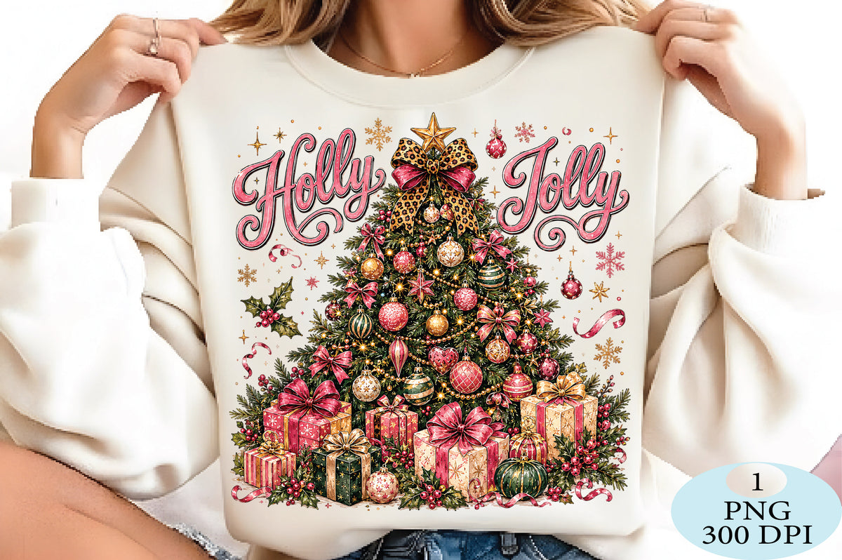 Holly Jolly Pink Leopard Christmas PNG
