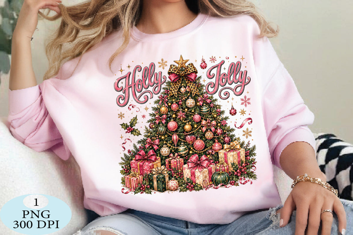 Holly Jolly Pink Leopard Christmas PNG