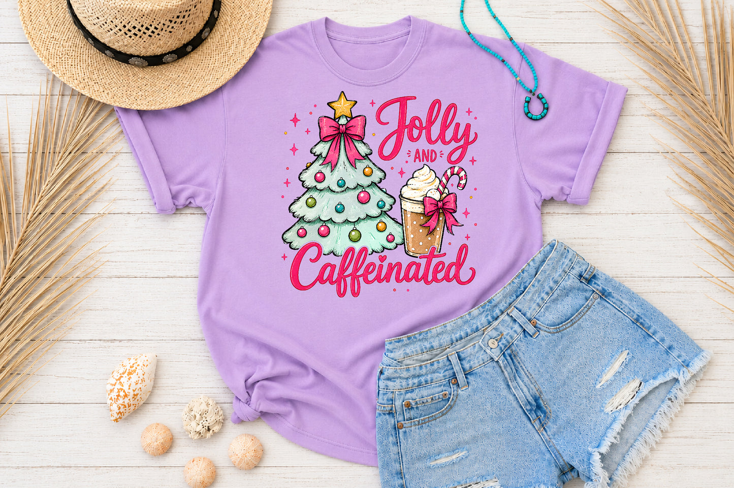 Holly and Caffeinated Christmas PNG Sublimation Design