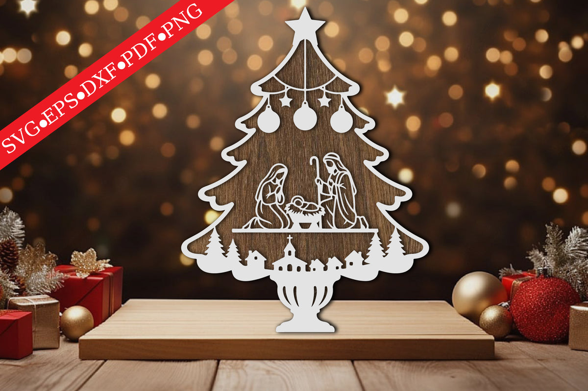 Holy Family Christmas Tree Laser Cut SVG