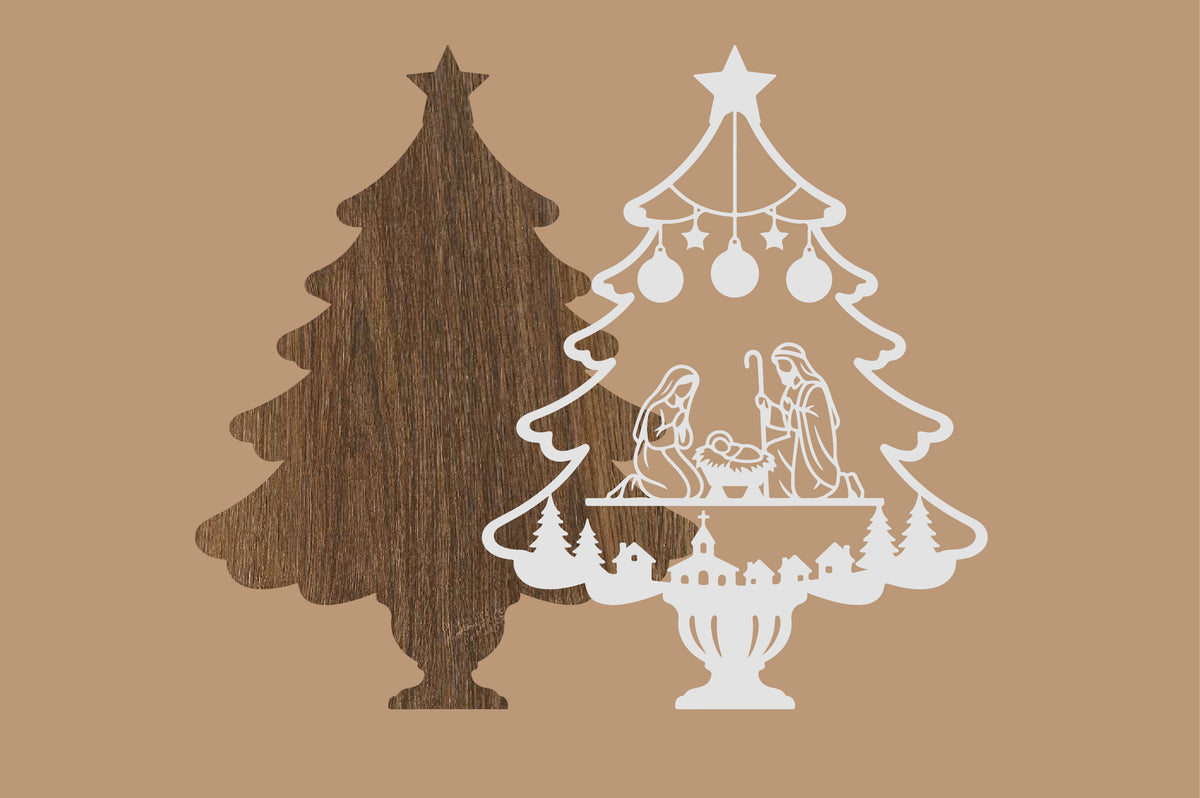 Holy Family Christmas Tree Laser Cut SVG