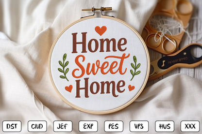 Home Sweet Home Embroidery Design, Beautiful Home Decor Machine Embroidery Pattern, Farmhouse Embroidery Design