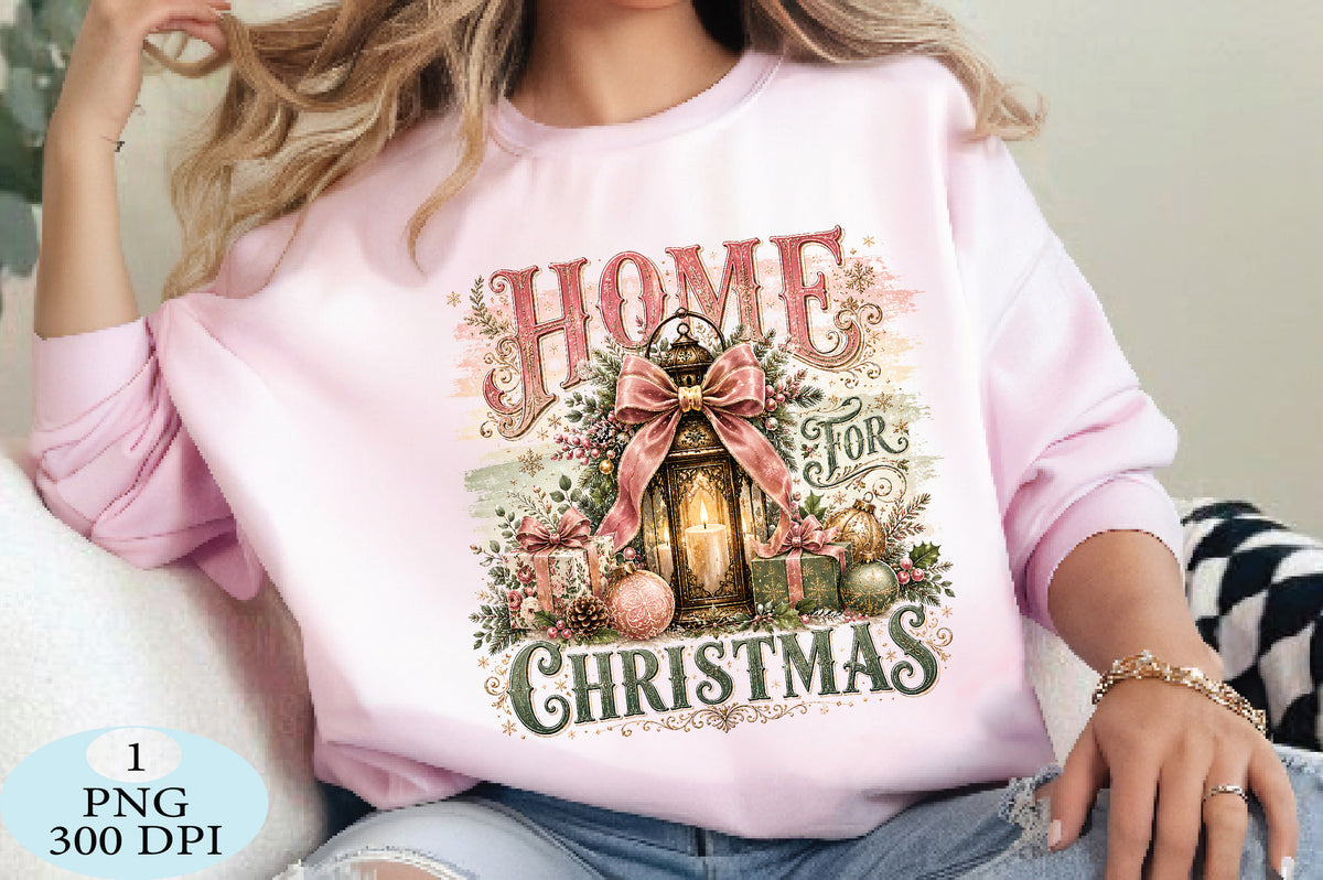Home for Christmas PNG Vintage Christmas Lantern Design