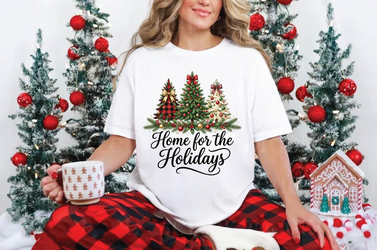 Home for the Holidays Christmas PNG, Christmas Tree Sublimation Design, Holiday Home Shirt PNG, Festive Christmas Design