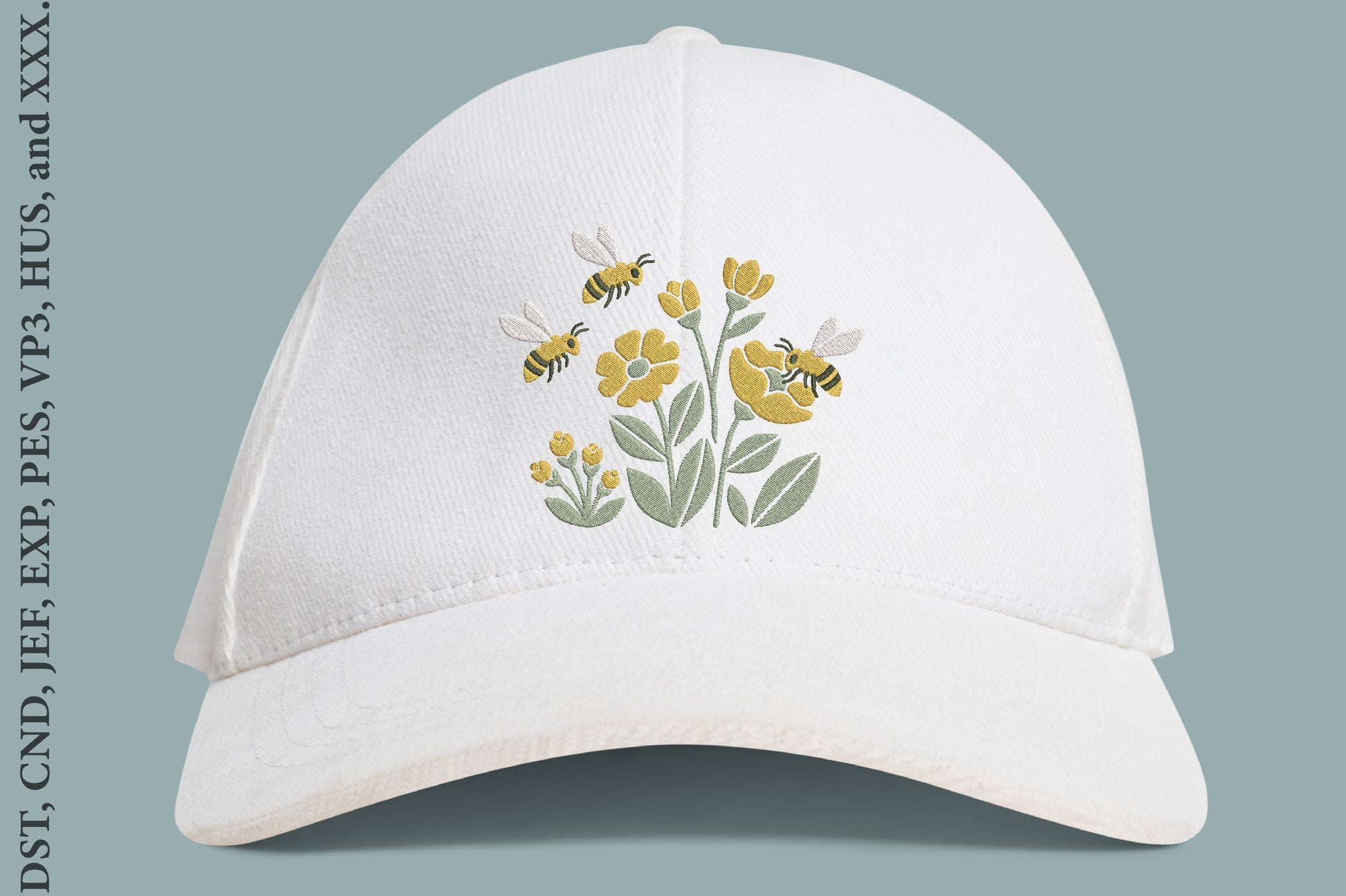 Honey Bee Wildflower Embroidery Design – Beautiful Bee & Wildflower Machine Embroidery Pattern, Nature Botanical Embroidery Design