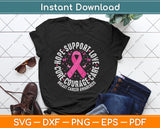 Hope Support Love Cure Courage Care Breast Cancer Awareness Svg Digital Cutting File