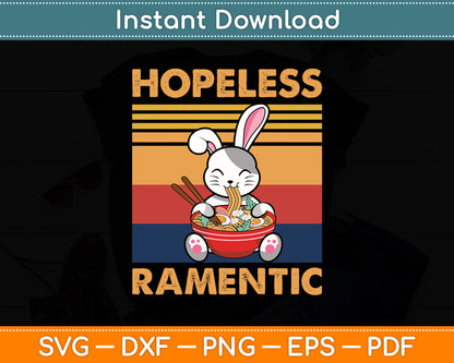 Hopeless Ramentic Chubby Bunny Rabbit Eating Ramen Noodles Svg Digital Cutting File