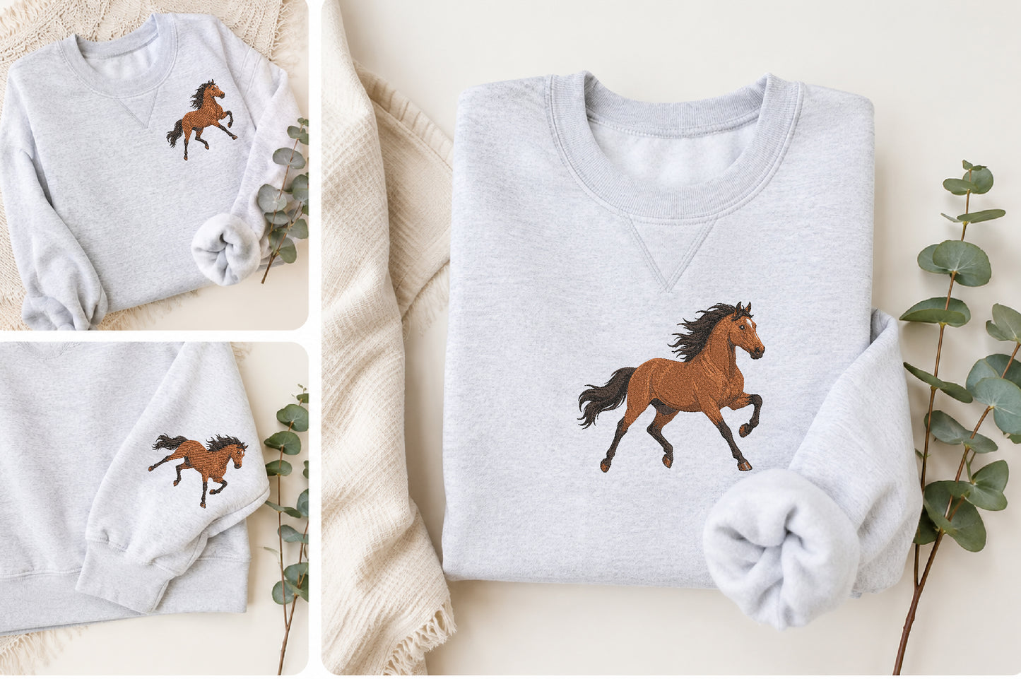 Horse Embroidery Design – Beautiful Horse Machine Embroidery Pattern, Equestrian & Farm Animal Embroidery Design