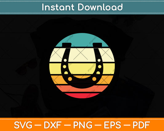 Horse Shoe Sunset Retro Vintage Svg Digital Cutting File