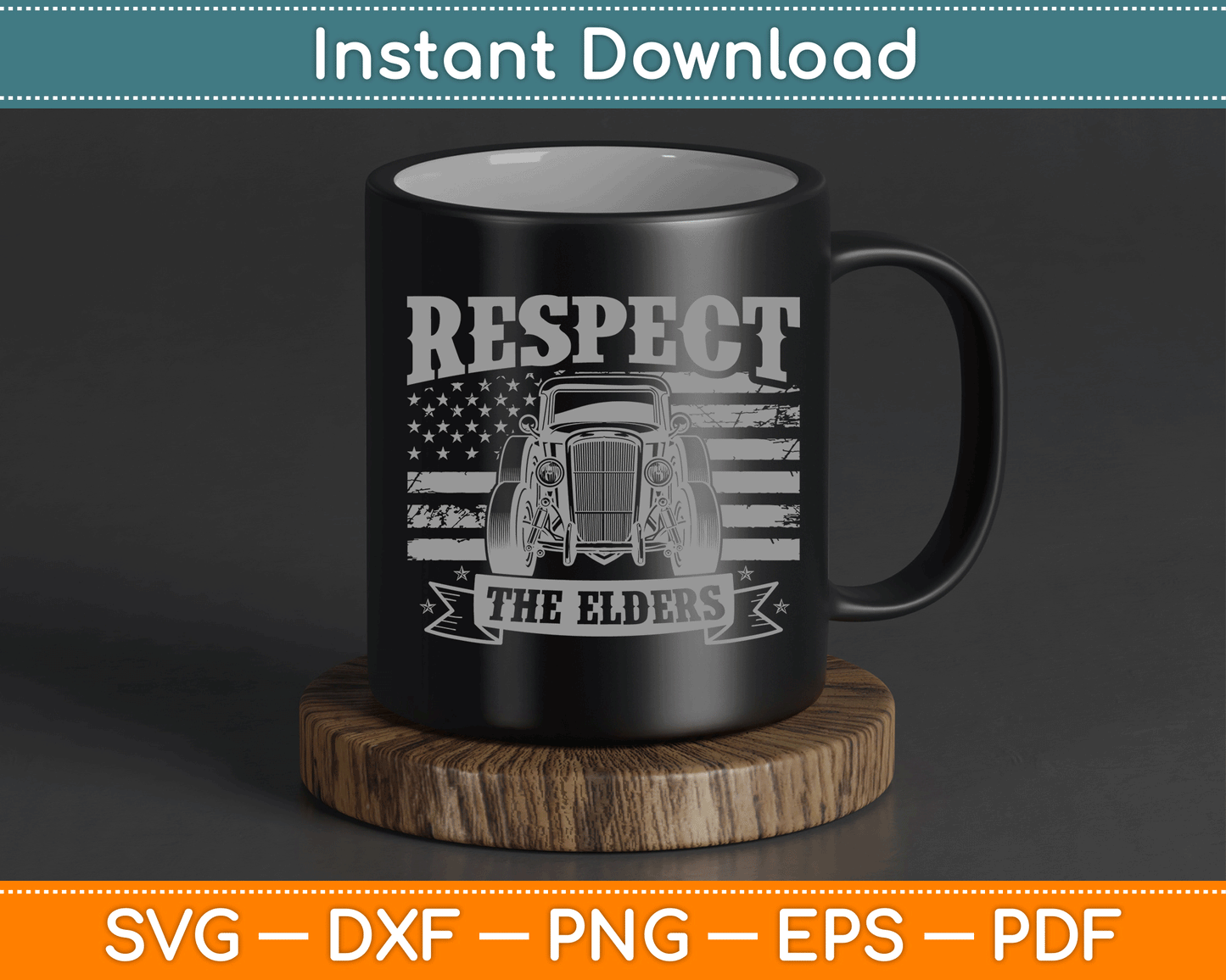 Hot Rod Grandpa Respect The Elders Patriotic Rat Rod Car SVG Digital Cutting File