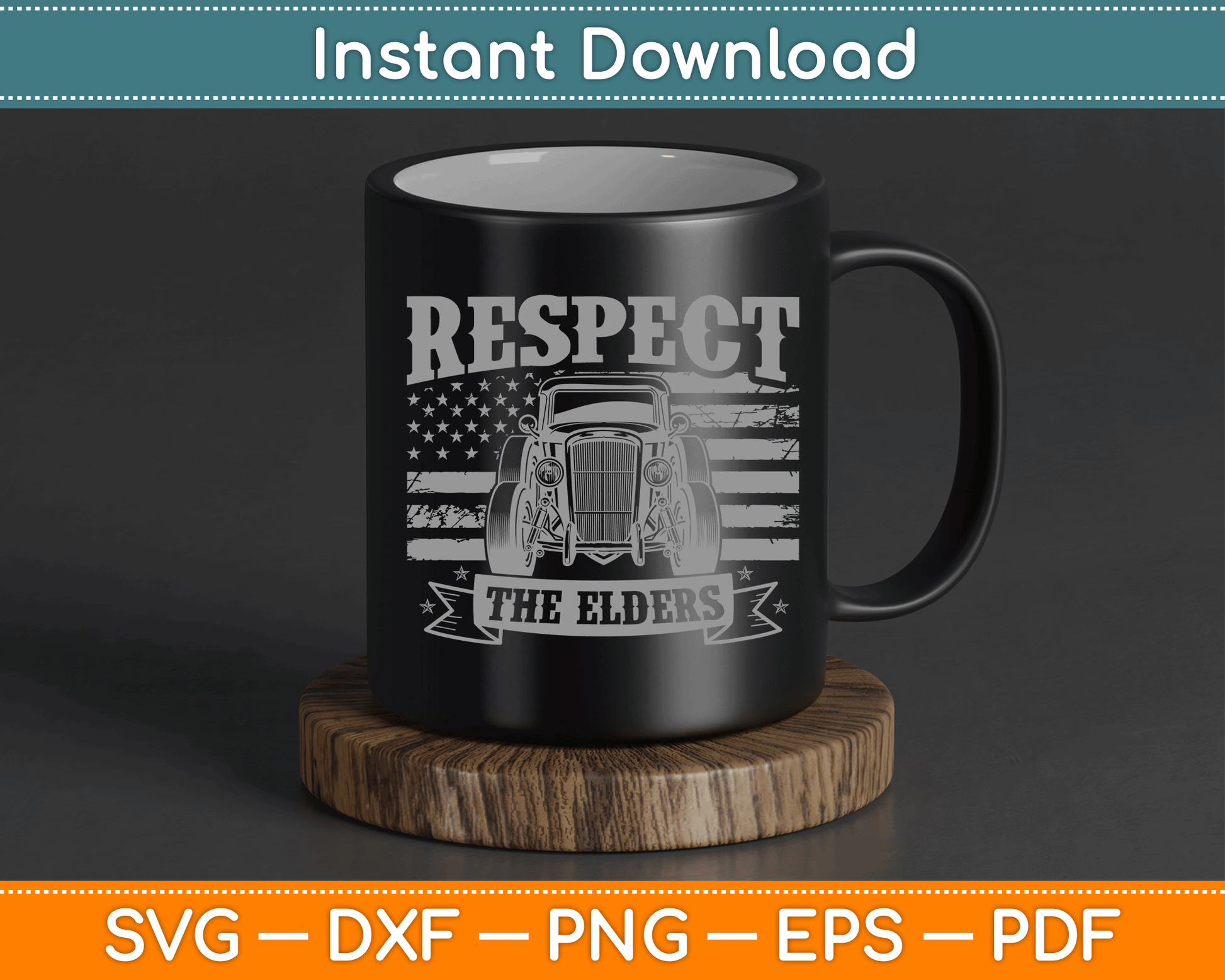 Hot Rod Grandpa Respect The Elders Patriotic Rat Rod Car SVG Digital Cutting File