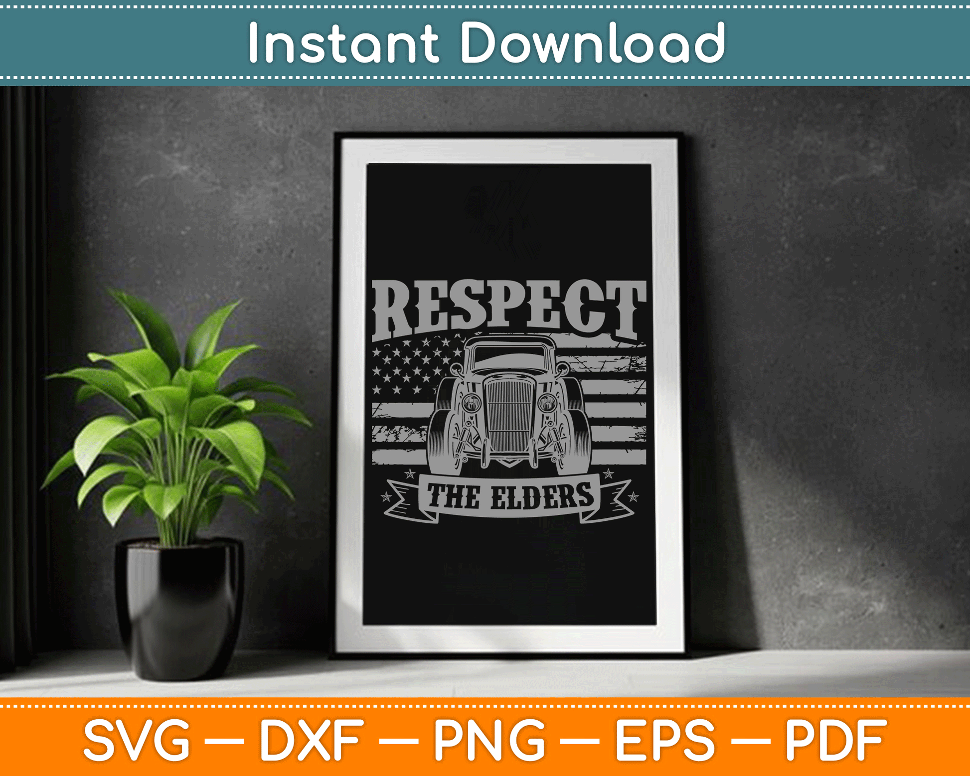 Hot Rod Grandpa Respect The Elders Patriotic Rat Rod Car SVG Digital Cutting File