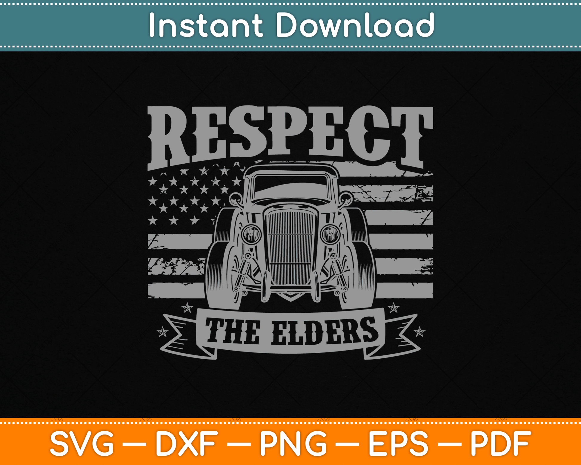 Hot Rod Grandpa Respect The Elders Patriotic Rat Rod Car SVG Digital Cutting File
