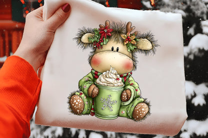 Hot Chocolate Reindeer Gingerbread Clipart PNG Bundle | Cute Watercolor Christmas Holiday Clipart
