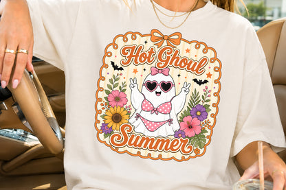 Hot Ghoul Summer PNG Cute Ghost Bikini Retro Halloween Sublimation Design
