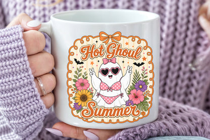 Hot Ghoul Summer PNG Cute Ghost Bikini Retro Halloween Sublimation Design