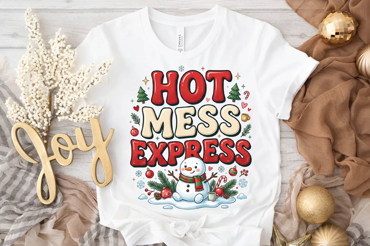 Hot Mess Express Christmas PNG, Funny Snowman Holiday Sublimation Design, Christmas Shirt PNG, Winter Christmas Gift